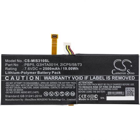 Batterie pour Microsoft 2ICP5/58/73