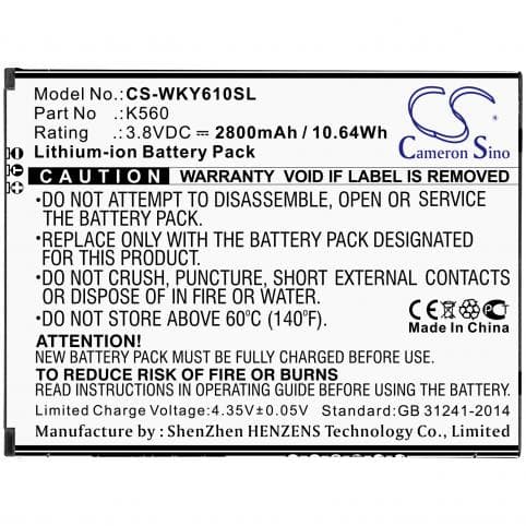 Batterie pour Wiko K560